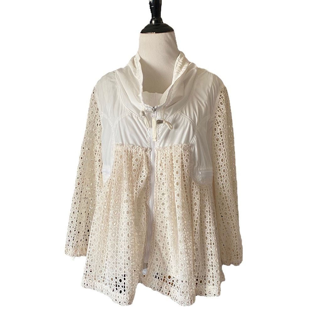 Anthropologie HEI HEI Eyelet Swing Windbreaker Jacket White/Cream size Medium